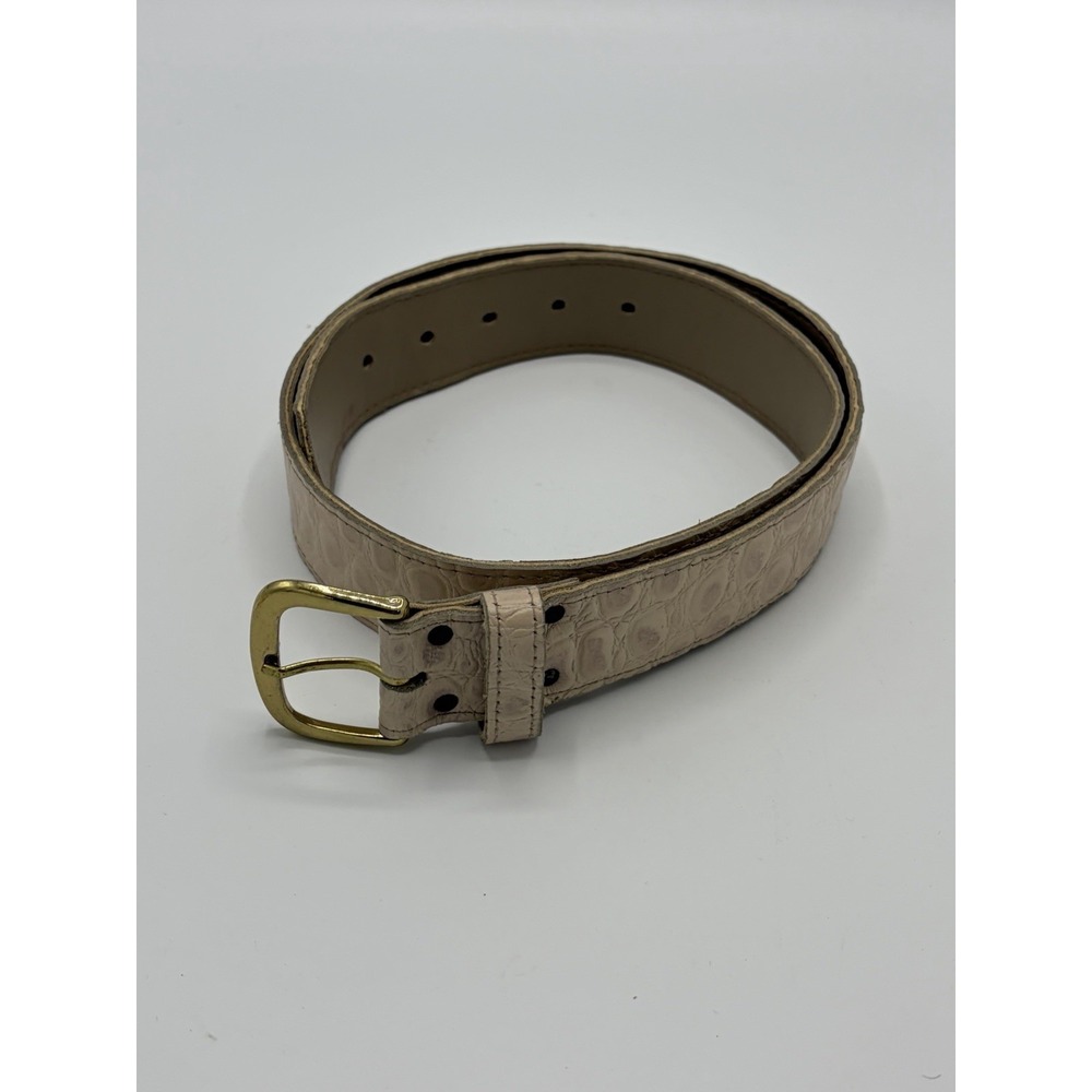 Vintage Accessories By Pearl Cream Croc Leather Belt Size Large Women's USA